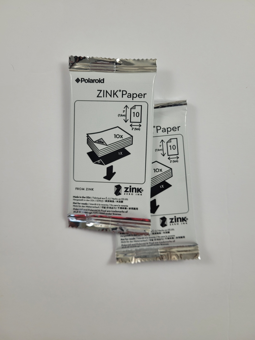 Polaroid ZINK Paper 2-Pack — White & Silver Foil